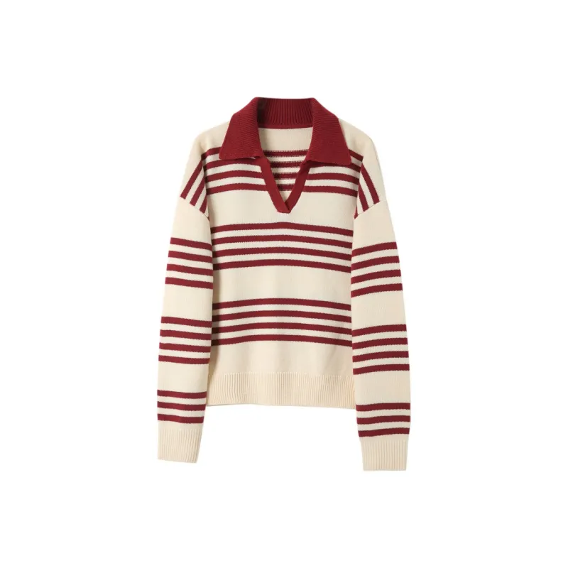 3COLOUR Knitwear Women's Ancora Red Stripes-0