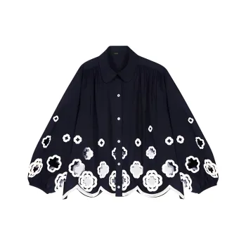 Maje Logo-embroidery Cotton Blouse