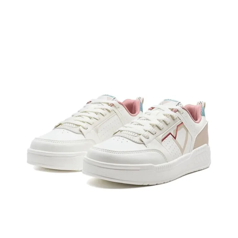 XTEP Innovation Wear resistant And Lightweight Low Top Skateboard Shoes Women's White Brown Green-2