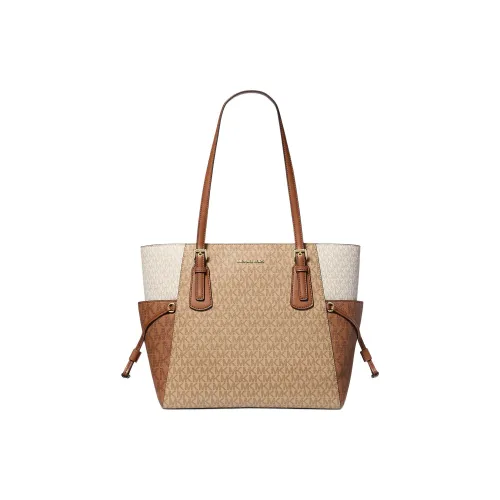 MICHAEL KORS Voyager Canvas Tote Shopping Bag Canvas Bag Shoulder Bag Tubas Women's Brown & Camel