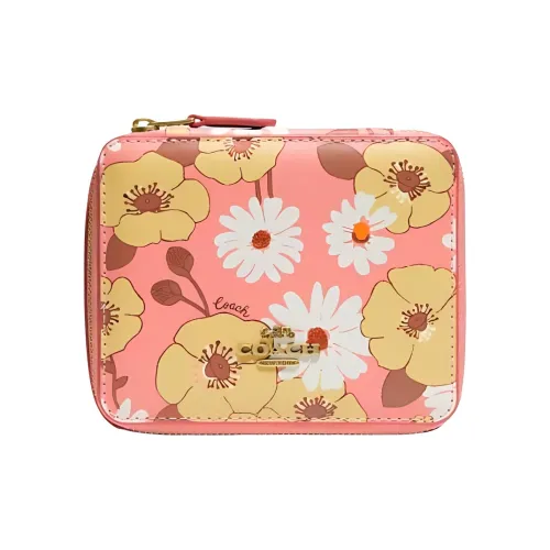 COACH Jewelry Bo Calfskin Jewelry Boxes Storage Bags Makeup Cases Mini Women's Light Pink