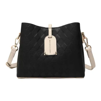MEXICAN Polyurethane Crossbody Bag, Shoulder Bag Women's Black/Ecru
