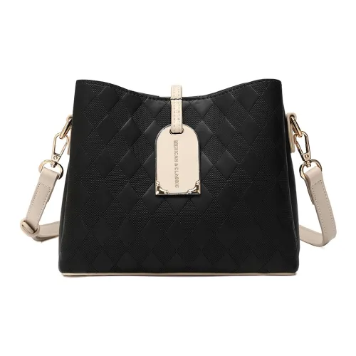 MEXICAN Polyurethane Crossbody Bag, Shoulder Bag Women's Black/Ecru