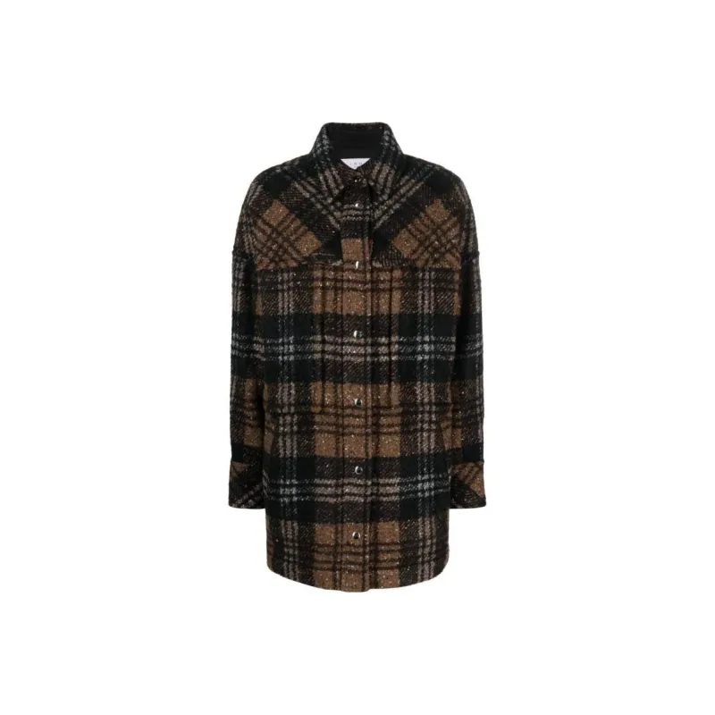 IRO NIGHT Plaid check Felted Shirt-0