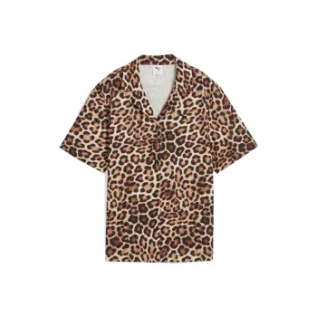 PUMA Camisa De Tejido Con Estampado Integral Relajado Para Mujer Leo Luxe
