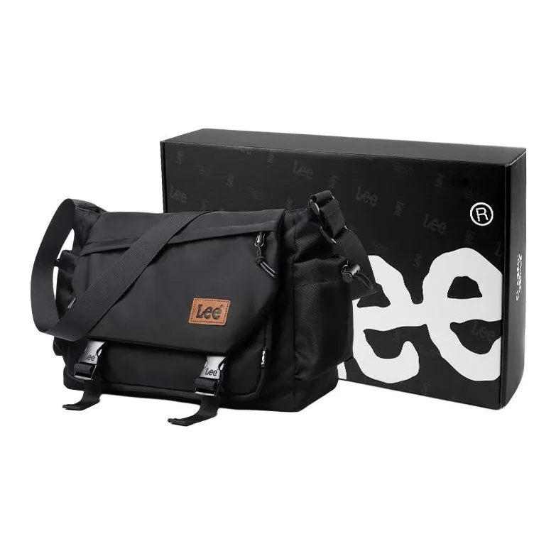 Lee Oxford Crossbody Bag, Travel Messenger Bag Regular Unisex Black/Khaki-14