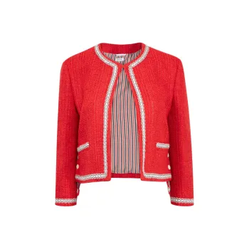 THOM BROWNE Crewneck Tweed Cardigan Jacket
