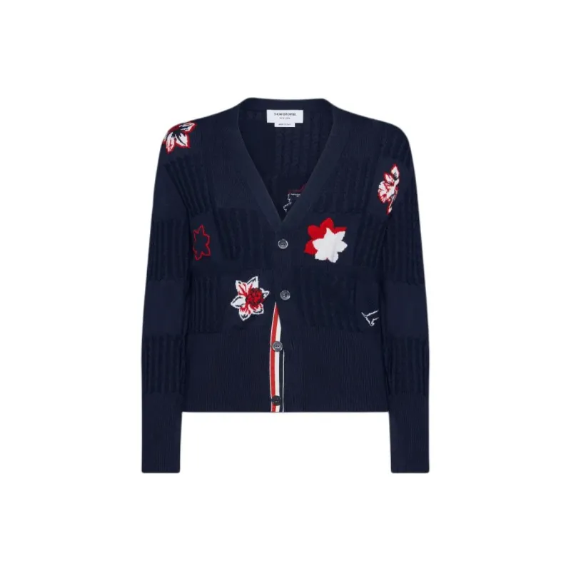 THOM BROWNE Hector Floral Intarsia knit Cardigan-0