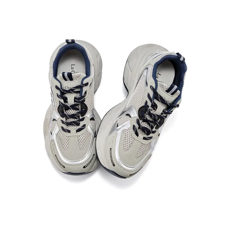 La Chapelle Cushioning, Slip Resistant, And Breathable Low Top Chunky Sneakers Women's Blue-1