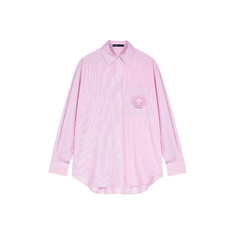 Maje Clover-embroidered Striped Shirt-0