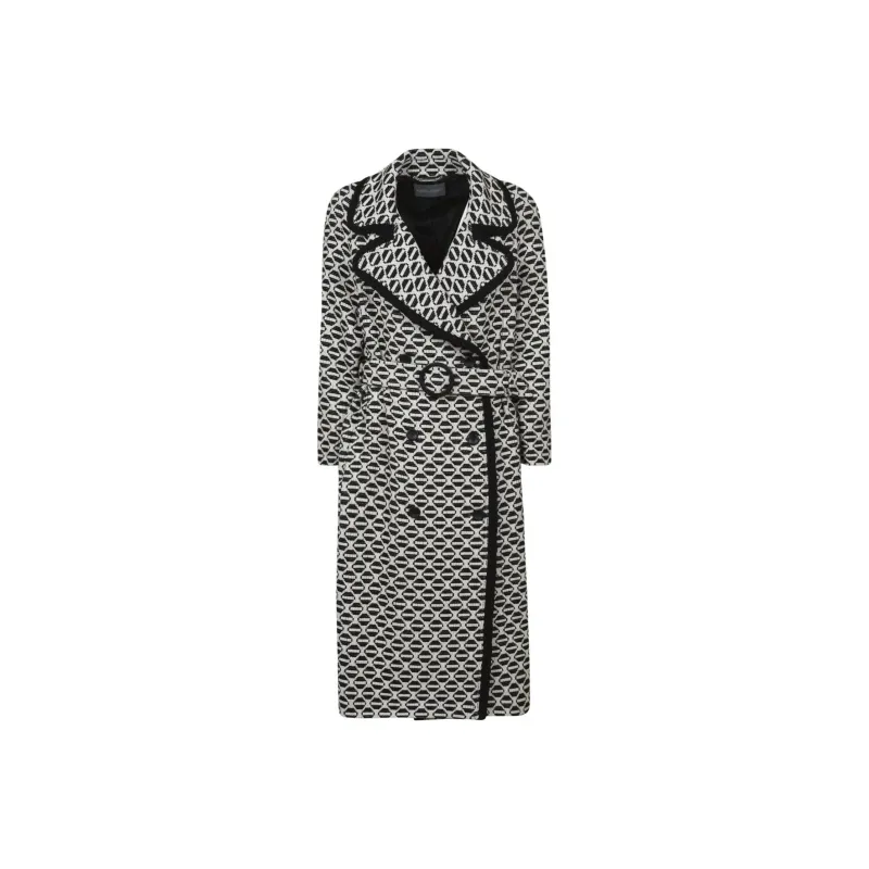 ALBERTA FERRETTI All-Over Jacquard Belted Long Coat-0