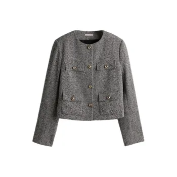 H&M Jackets & Coats Women's Gray/Herringbone