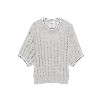 Brunello Cucinelli Sequinned Knit Top
