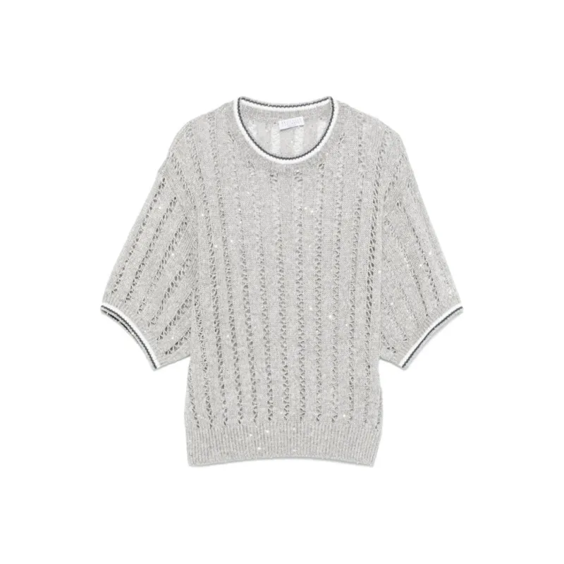 Brunello Cucinelli Sequinned Knit Top-0