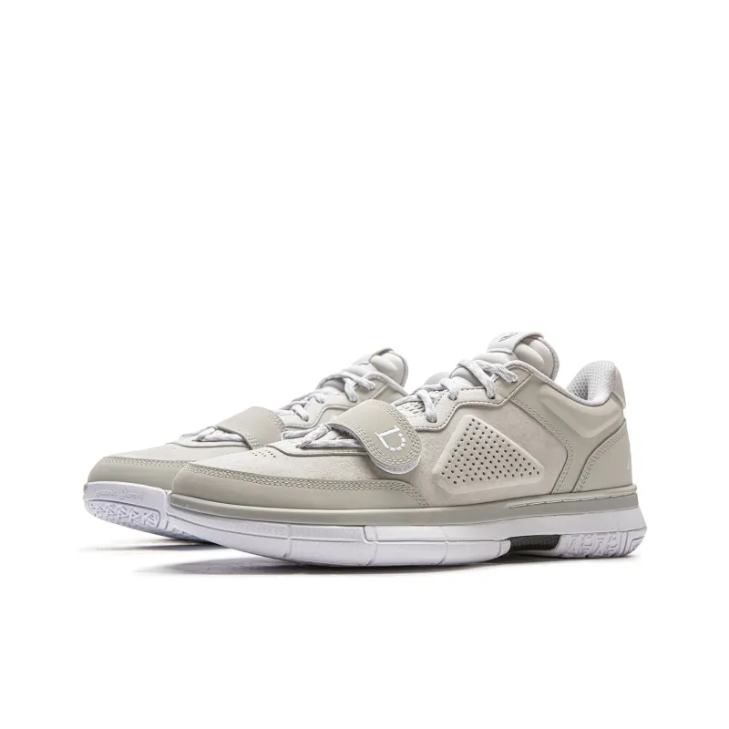 LINING Wow1 Low Basketball Shoes Men Low-Top Gray White-2