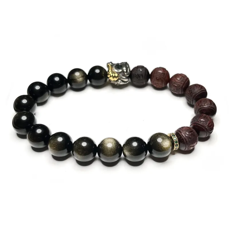 CUIJING Natural Obsidian Bracelets Unisex-1