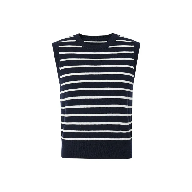 Hopeshow Knitwear Women's Navy Blue Stripes-0
