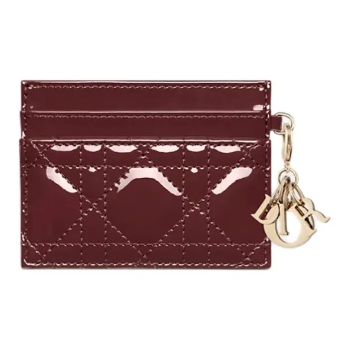 DIOR Lady Dior Calfskin Card Holder Women's Dahlia Red-1