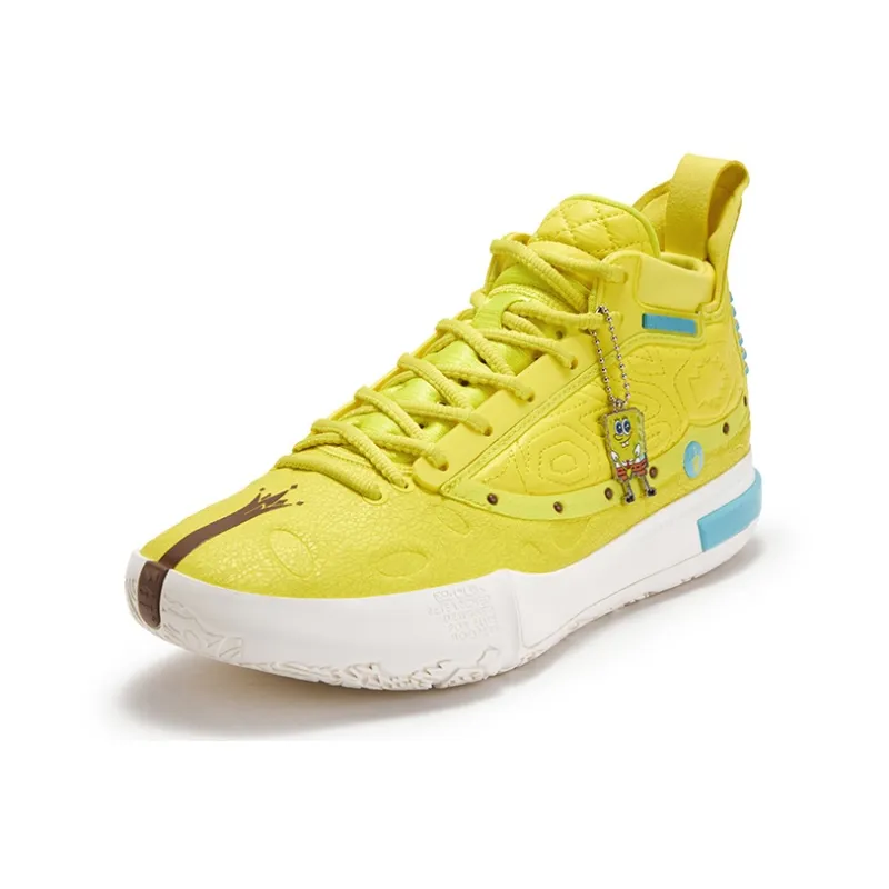 361° Joker Yokei Generation One Basketball Shoes Men Mid Top Sour Yellow, Feather White-1