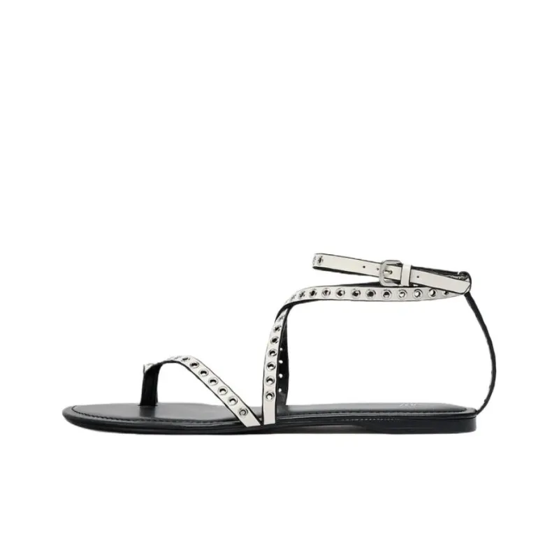 ZARA One Strap Sandals 1cm Women's White-0
