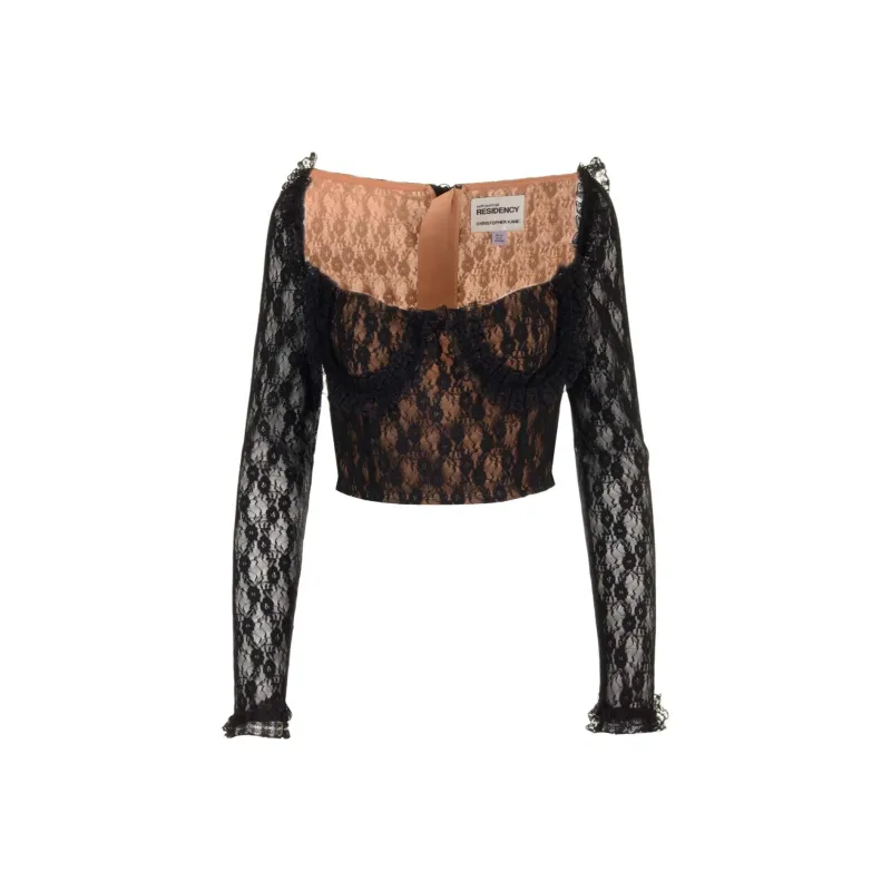 Self portrait X Christopher Kane Lace Ruffle Top-0