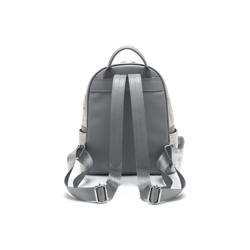 BETTINA VIVIAN PU, Textile Mixture Backpack Women's Star Moon Gray-3