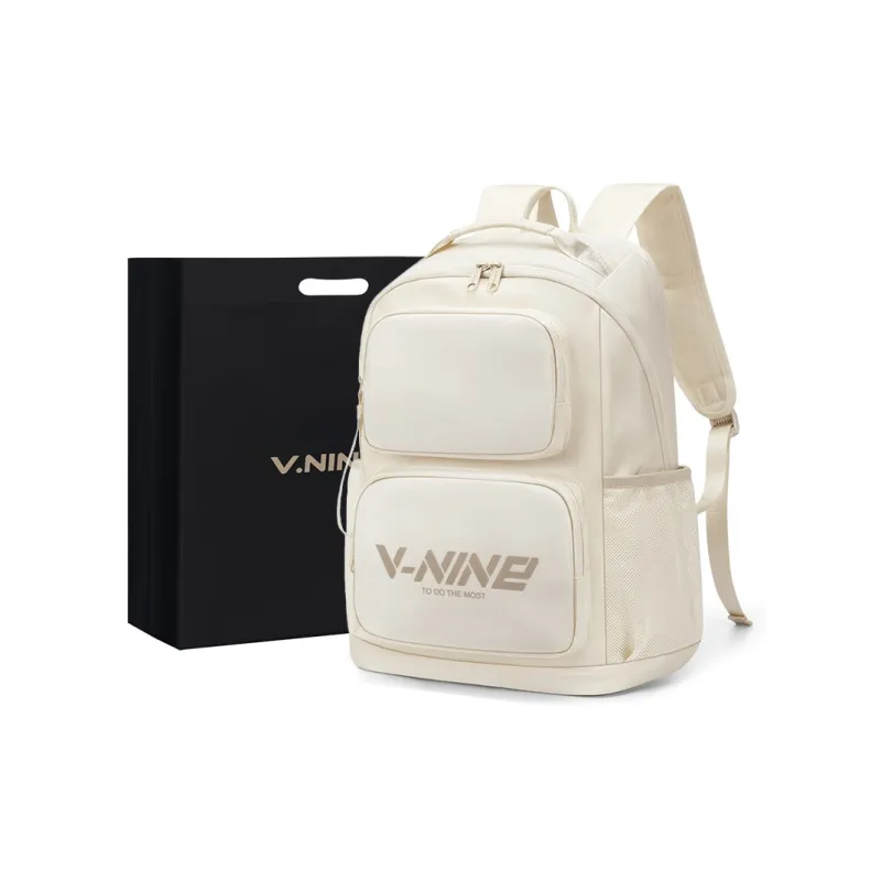 V.NINE Fabric Laptop Bag Backpack Regular Unisex Light Sand/Obsidian Black-0