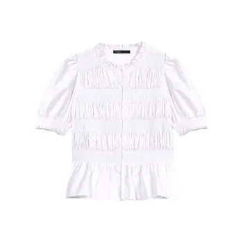 Maje Ruffled Cotton Blouse