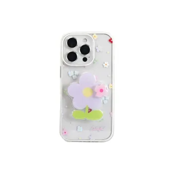 Sopi Acrylic Material Multicolor Floral Stand Phone Cases Compatible With IPhone 16/15 Pro Max/Apple 13/14 Pro/Max