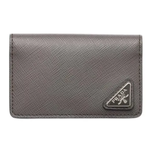 PRADA Saffiano Cow Leather Card Holder Men's Gray