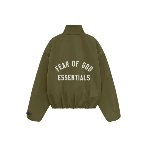 Fear Of God Essentials Military Nylon Hooded Jacket Women'ss Textured Nylon Track Jacket Military