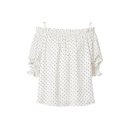 Hopeshow Shirt Women's White With Black Dot 802