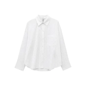 ONE SHALLOW Shirts Women's Large Silhouette Rhinestone Embellished Shirt