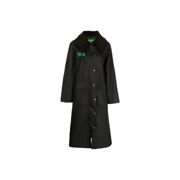 BARBOUR X Ganni Wax-coated Hooded Coat