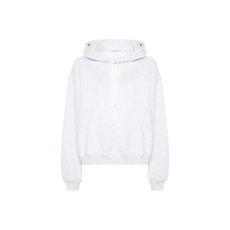 T By Alexander Wang Essential Terry Puff Paint Logo Hoodie Light Heather Grey-0