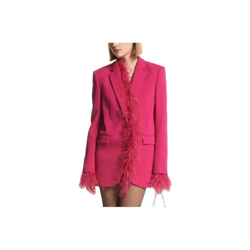 MICHAEL KORS Feather Trim Crepe Boyfriend Blazer