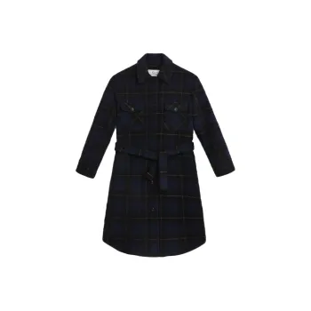 WOOLRICH Gentry Checked Tie-Waist Coat