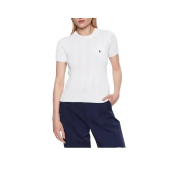 Polo Ralph Lauren Logo Embroidered Cable Knit Crewneck Top