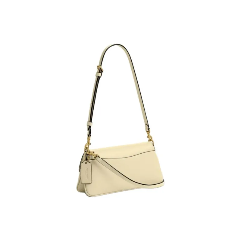 COACH Leather Portable Crossbody Bag, Shoulder Bag Medium Size Women's Light Yellow-1