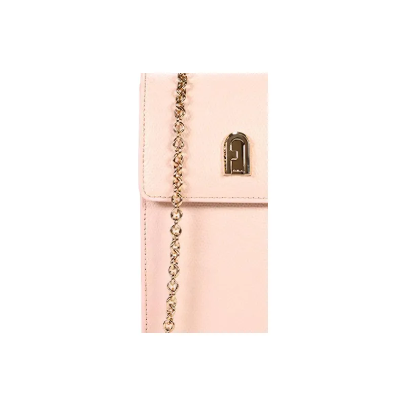 Furla 1927 Collection Cow Leather Chain Bag Cell Phone Pouch Shoulder Bag Crossbody Bag Mini Women's Pink-4