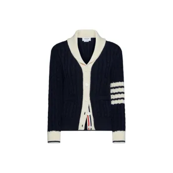 THOM BROWNE 4 Bar Cable knit Cardigan