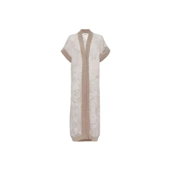 Brunello Cucinelli Magnolia-Embroidered Mesh Long Cardigan