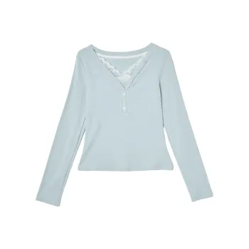 WESTLINK T Shirts Women's Blue Long Sleeved