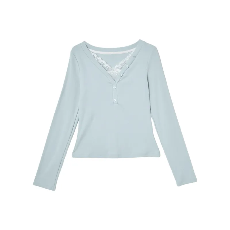 WESTLINK T Shirts Women's Blue Long Sleeved-0