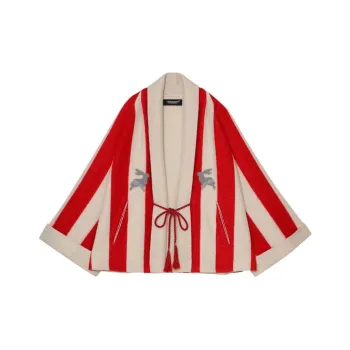 UNDERCOVER Mononoke Vertical Stripe Wool Coat 'Red'