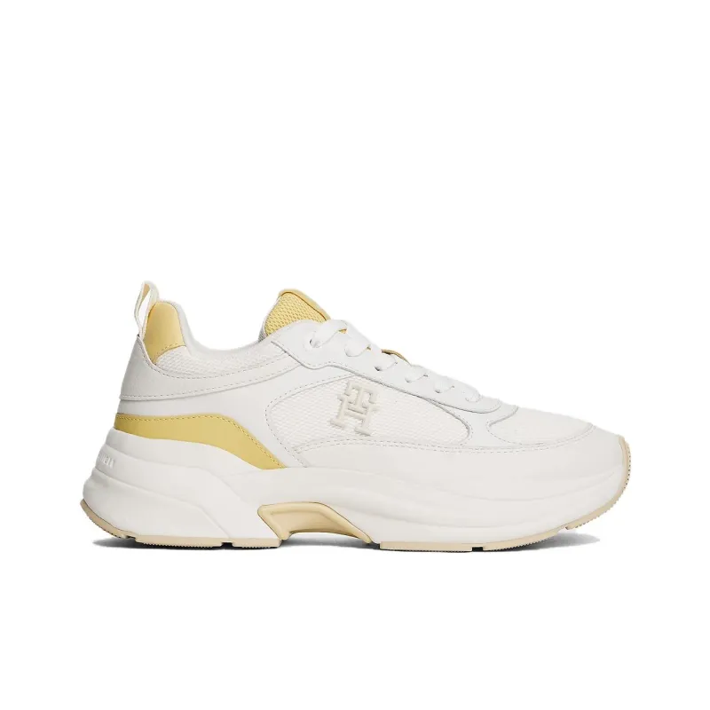 Tommy Hilfiger Trainers Low Top Casual Shoes Women's Beige Yellow-2