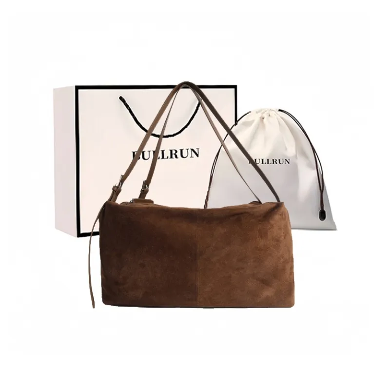 Bullrun Matte Cow Leather Shoulder Bag Women's Apricot/Coffee-3