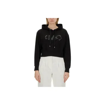 MICHAEL MICHAEL KORS Empire Logo Drawstring Cropped Hoodie