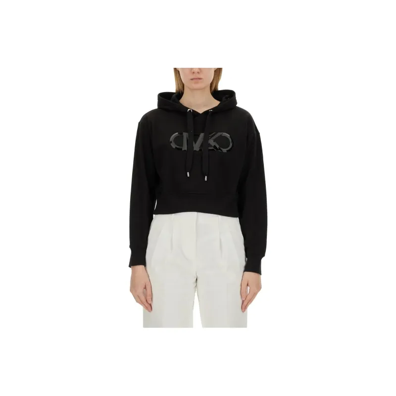 MICHAEL MICHAEL KORS Empire Logo Drawstring Cropped Hoodie-0
