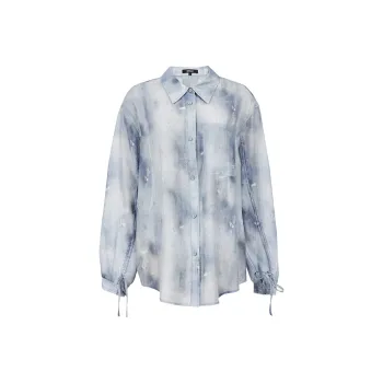 ONLY Shirt Women's H3Z Erosion Denim Textured Light Blue